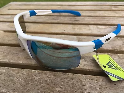 Maxx HD Sunglasses Switchback Gloss White Blue Mirrored Brown Lens 57624 • $19.95