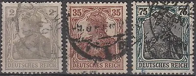 Stamp Germany Reich Mi 102-4 Sc 09096101 1918 Set Germania Imperial Crown Used • $3.29