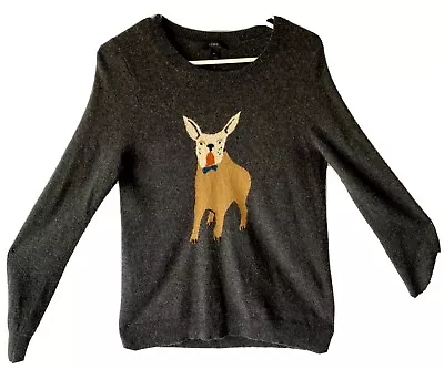 J.CREW Official Women's French Bulldog  Frenchie  Sweater Charcoal Gray Size M • $45