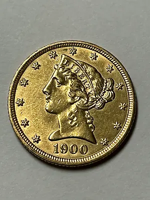 1900 ($5 Five Dollar) Liberty Head Gold Coin • $650