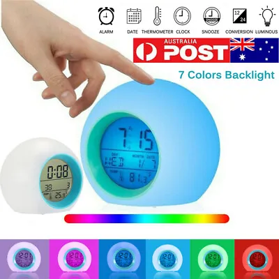 $15 • Buy Kids Digital Alarm Clock LED 7 Colors Changing Light Night Bedroom Thermometer