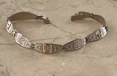 Vintage 950 Sterling Silver Aztec Mayan Camel Panel Link Bracelet 7 1/2  • $38