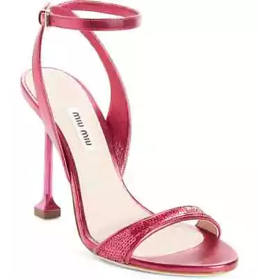 MIU MIU Prada Sequin Pin Heel Sandal Pump Fuschia Size 36 EU US 6 5X361C $790 • £482.09