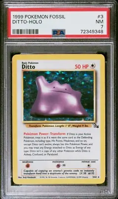 $0.99 • Buy PSA 7 1999 Pokemon TCG Fossil Unlimited #3 Ditto Holo NEAR MINT NO RESERVE