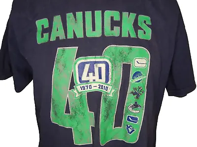 VANCOUVER CANUCKS Blue T Shirt 40th ANNIVERSARY Men's L • $12