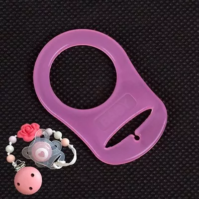 10Pcs Hot Pink Silicone Nuk Button MAM Ring Dummy / Pacifier Holder Clip Adapter • $7.97