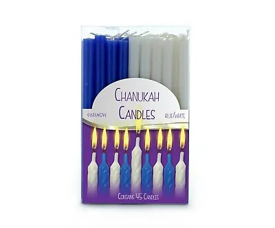 45 Blue & White Chanukah Candles Hanukkah Candles Candles Chanukah 8 Nights • £6.49