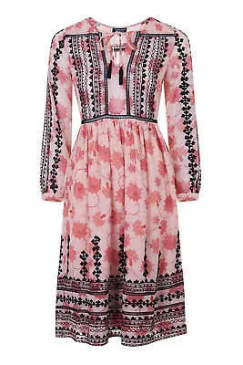 £125 • Buy Topshop Kate Pink Floral Embroidered Midi Knee Length Dress - Size 8