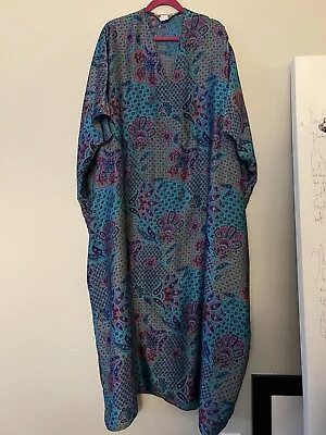 Vintage Oscar De La Renta For Swirl Floral Kaftan Dress Size M Made In USA • $53.95