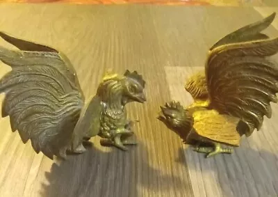 Rare Vintage Die Cast Brass Rooster Figures • $35