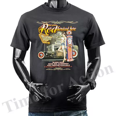 Get Your Rod Serviced Here Full Service Garage Hot Rod Gas Station T-shirt 5XL • $12.99