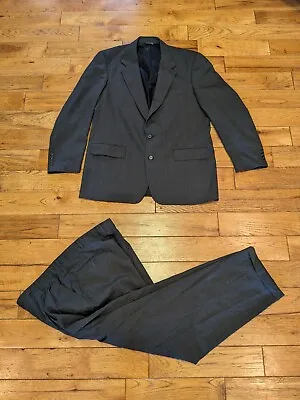 Vtg Burberrys 2 Piece Suit Gray Pleated Cuffed 100% Wool 42R? 40x29 • $106.24