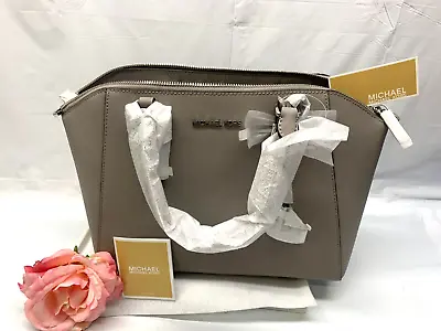Michael Kors CIARA LG TZ SATCHEL Purse Handbag-Pearl Grey **New With Tags** • $137.27