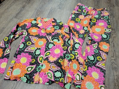 $21.99 • Buy VERA BRADLEY Cotton XS Ziggy Zinnia Black Pink Pajama Set Thin Top Bottoms