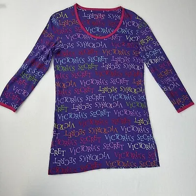 Victorias Secret Sleep Shirt Night Gown Womens XS Purple Logo Y2K Style 90s • $19.97
