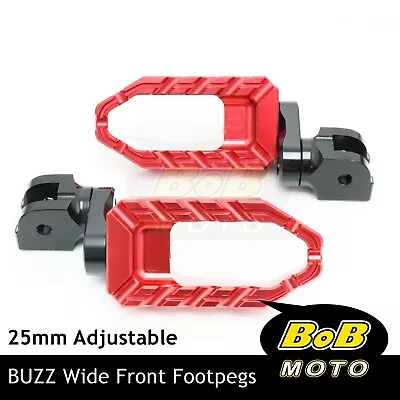 RED BUZZ Front Foot Pegs 25mm Lower For Yamaha VMAX 1200 85-07 06 05 04 03 02 • $60.01