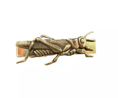 Handmade Gold Brass Steampunk Grasshopper Tie Bar Clip • $25.65