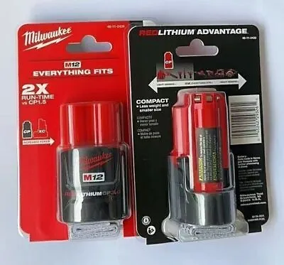 2 Pcs Milwaukee 48-11-2430 M12 Red Lithium CP 3.0 Battery Free Shipping NEW! • $47.59