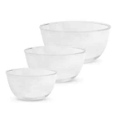 Glass Mixing Bowls - Set Of 3 Oven Bowl Cooking Bowls Dishwasher Safe M&W • £13.99