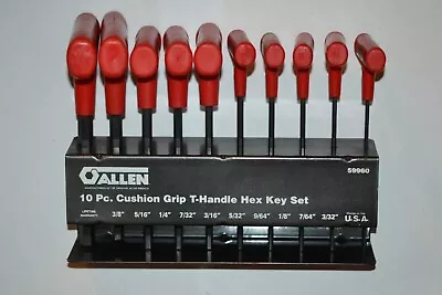 ALLEN Professional 10 Piece Set SAE Cushion Grip T-Handle Wrenches W/Rack • $18.95