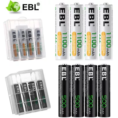 EBL Lot AAA NI-MH NI-CD Rechargeable Batteries Battery 1100mAh 500mAh + Box USA • $8.79