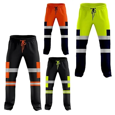 Hi Viz Vis Safety Work Fleece Trousers Jogging Bottoms Joggers Sweat Pants S-2XL • £15.99