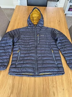 RAB Mens Alpine Microlight Large Grey Down Jacket Hooded • £119.99