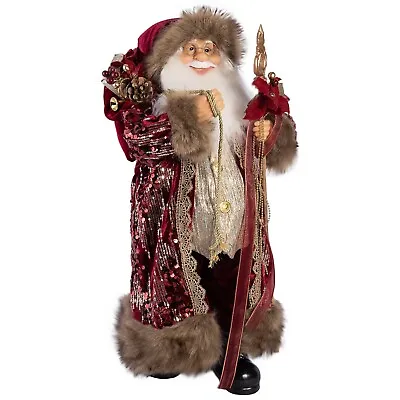 24  Large Santa Claus Collectible Doll Santa Christmas Figurine Burgundy • $74.95