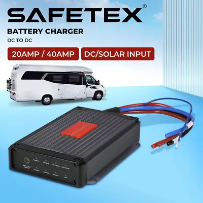 Safetex DC To DC 12V Battery Charger 20A 40A MPPT Solar AGM Lithium LifePO4 4WD • $186.99