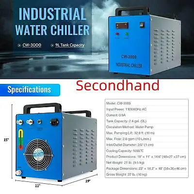 $96.88 • Buy Secondhand Water Chiller CW-3000 For 50-100W Laser Tubes And Lab Equipment