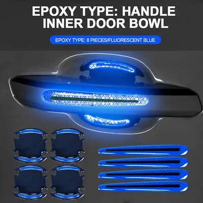 8x Blue Car Door Handle Bowl Scratch Protector Reflective Warning Stickers AU • $17.76