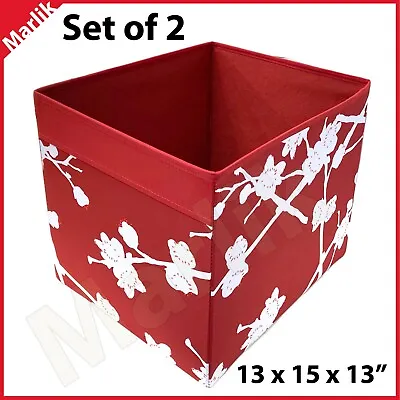 $32 • Buy Set Of 2 Ikea Drona FOSSTA Storage Box Red/Plum Blossom, Fits Kallax 13x15x13”