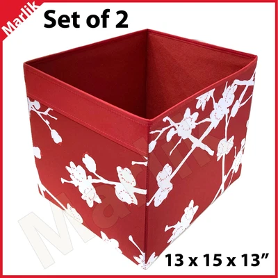 $32 • Buy Set Of 2 Ikea Drona FOSSTA Storage Box Red/Plum Blossom, Fits Kallax 13x15x13”