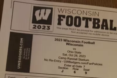 Wisconsin Badgers VS. The Ohio State Buckeyes (4) • $1800