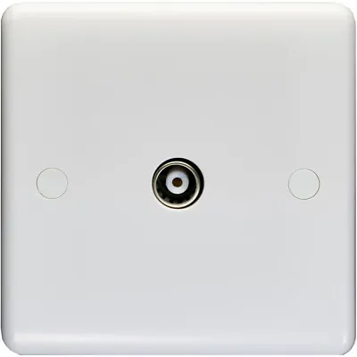 1 Gang Single TV Aerial Wall Face Plate - WHITE Female Coaxial Socket Outlet • £8.49