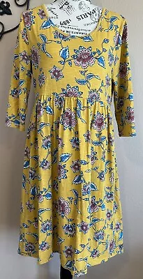 Matilda Jane Dress Womens Size S Yellow Floral Aline 3/4 Sleeve EUC • $24.99