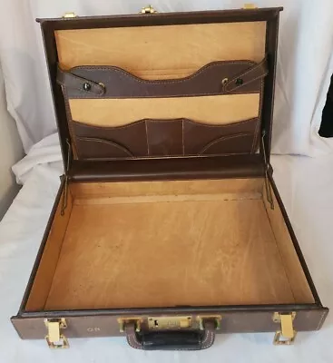 VINTAGE BRIEFCASE CASE PRESTO PRESTOLOCK RETRO 1970s 1980s LEATHER Int 17x12x4  • $51.26