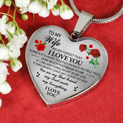 To My Wife Heart Necklace Pendant - Wife And Husband I Love You Gifts For Wife • $39.99