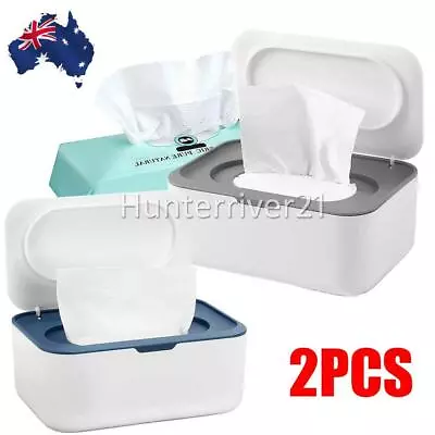 2PCS Wipes Dispenser Box Wet Baby Wipes Holder Tissue Storage Case With Lid AUS • $21.98