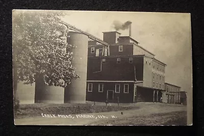 Vtg Marine Il Rppc Cable Mills Grain Elevator Flour Ic Rr Madison Co.  Photo Pc • $32