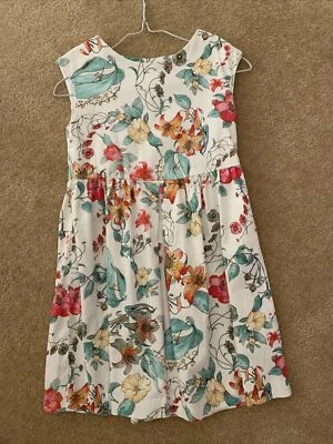 $14.99 • Buy Zara Dress Youth 13/14 White Floral Short Sleeve Girls Kids