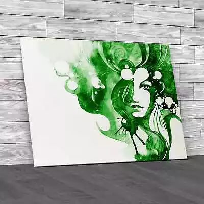 Abstract Woman Fashion Green Canvas Print Large Picture Wall Art • £14.95