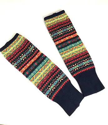 Leg Warmers Multicolor Cotton Poly Winter Holiday Sweater Knit Boot Sock • $19.95