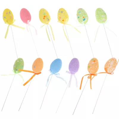  12 Pcs Bouquet Of Flowers Artificial Easter Egg Decorations Cake • £6.52