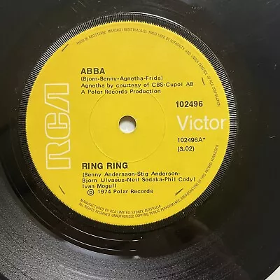 Abba Ring Ring Vinyl Record 7” 45 RPM 102496 RCA Victor 1974 Original • $19.99