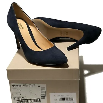 £245.46 • Buy $695 NEW Armani Women's Navy Suede Leather 6 36 Pointed Toe Stiletto Heels Pumps