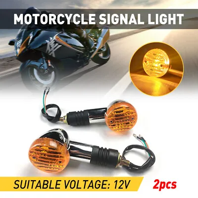 Pair Universal Amber Motorcycle Bike Brake Indicator Turn Signal Light Rear Lamp • £17.89