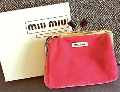Miu Miu Pink Velvet Pouch Pochette Coin Bag/Purse With Kisslock Closure • $29