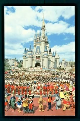 Postcard Disney World Cinderella Castle Cast Of Thousands With Mickey Mouse. T • $3.99
