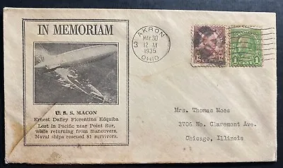 1935 Akron OH USA First Day Cover USS Macon Airship Zeppelin ZRS5 In Memoriam • $39.99